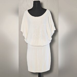 [EXPRESS] Cream Tunic/Dress 《L》Ultra Soft ☆ Scoop Neck ☆ Puff Sleeve ☆ …
